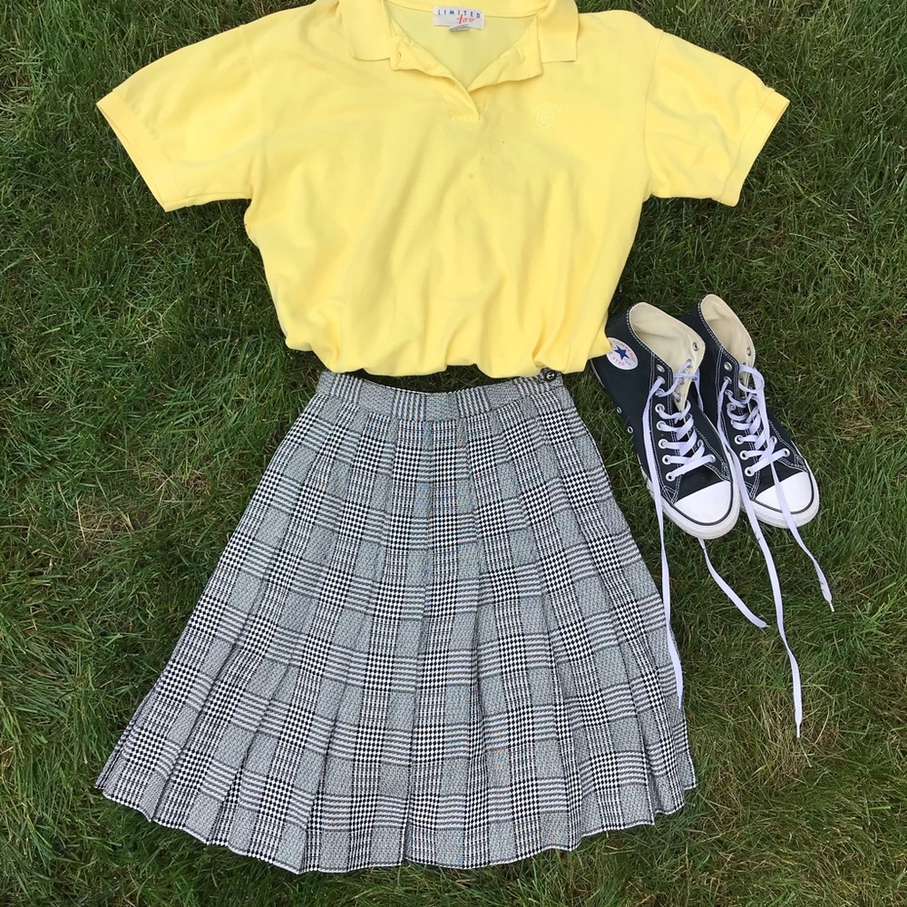 Vintage Black and White Pleated Skirt